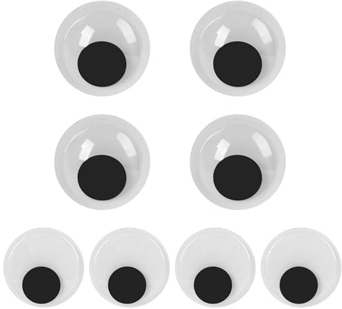 8 piezas de ojos móviles autoadhesivos, grandes redondos de plástico 70 mm y 80 mm, ojos adhesivos blancos y negros para bricolaje, ojos de seguridad para muñecas, scrapbooking y proyectos de