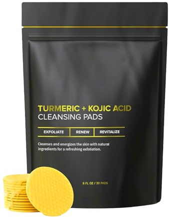 Di Turmeric Acid Cleansing Pads, Vitamin C Facial Wipes | Scrub Cotton Pads | 30 Individually Wrapped Pieces, Deep Cleansing, Lighting, Control