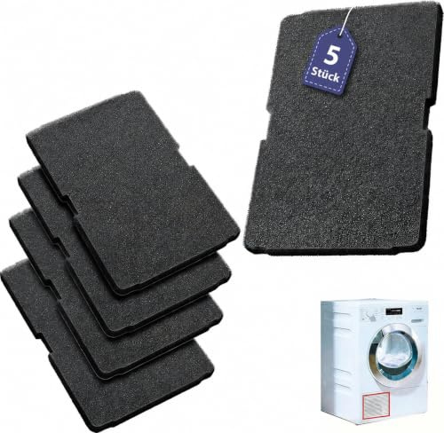 Oiieco 5 stycken torkfilter 2964840100 för Beko/Grundig/Elektra Bregenz/Blomberg/torktumlare värmepumpork, filterskum ludd filtersvamp torkare reservdelar 240 × 155 × 11 mm