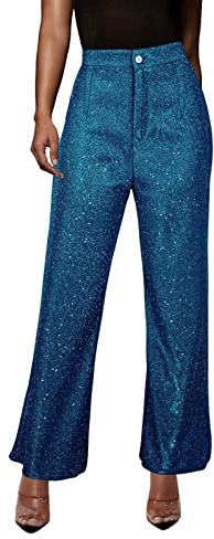 Glitterbyxor, dam, festliga byxor, dam, eleganta paljettbyxor, hög midja, yogabyxor, glänsande, tygbyxor, vida ben, slip-on-byxor, stretch, fritidsbyxor, vintage, karneval, kostym, mode, marlenebyxor