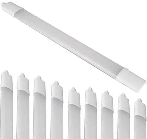 Bright Source 10 Pack 4ft LED Batten Light IP65 Cool White 4000K – Waterproof Integrated LED
