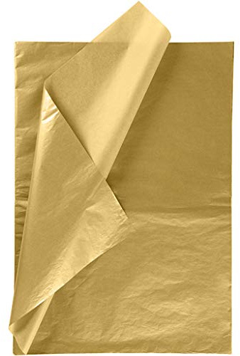 RUSPEPA Papel De Seda Para Envolver Regalos - Papel De Seda Dorado Metálico Para Manualidades, Paquete De Bolsas - 50 X 70 cm - 25 Hojas