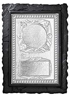 Henecka Auszeichnung Aluminium Relief -Motiv 2- auf Schieferlook Tafel zum Stellen oder Hängen, mit Wunschgravur & individuellem Motiv wählbar