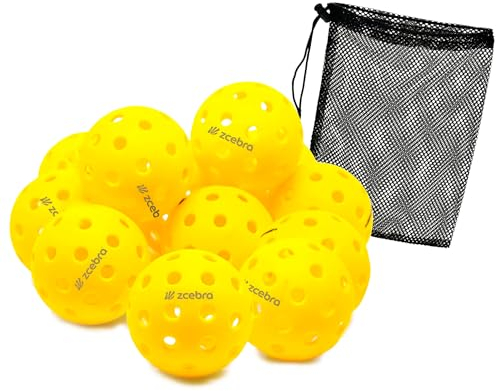 ZCEBRA - Pickleball bälle 40 Löcher Packung mit 12 Balls USAPA-Kugeln, innen und außen, weich, robust, hohe Reboundung, für Wettbewerb im Freien