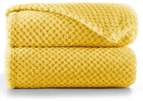 DecoKing Henry Manta de Microfibra 70x150 cm Mantas Polar Extra Suave y Blanda Muy Cómoda Caliente y Ligera Amarillo