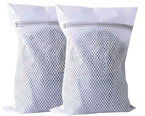 2PCS Large Mesh Laundry Bags, 24in × 24in（60x60cm） Reusable Zpped Net Washing Machine Bag, Exra Lrge Heyomb Dure Laundry Bag, Used for Travel Clog Bags and Unwear/Clothes/Soks