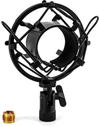 QWORK® Metall Mikrofonspinne, Mikrofonständer Shock Mount Reduziert Vibrations für Mikrofon mit 45 mm bis 50 mm Durchmesser (Schwarz)