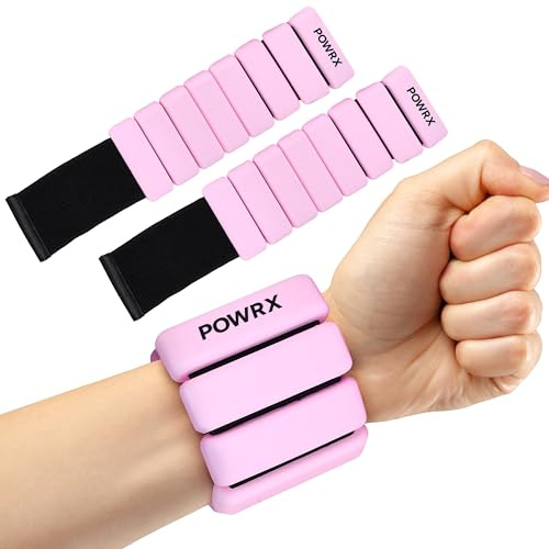 PowrX Manchettes lestées en silicone de qualité supérieure, pièces en acier inoxydable, faciles à nettoyer, résistantes à la transpiration et aux odeurs - Entraînement, fitness, yoga, course, Pilates,