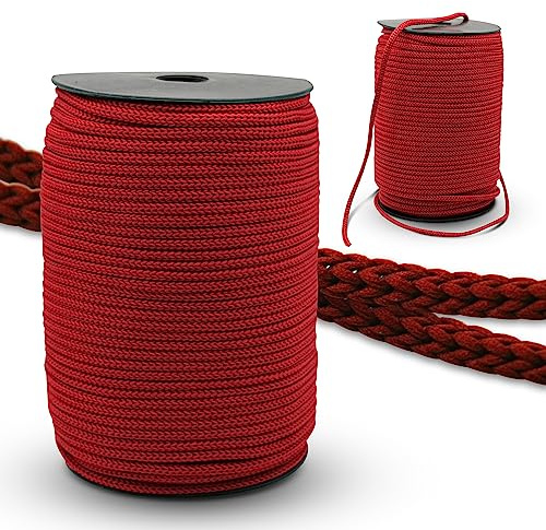 DOJA Barcelona | Rep Roll | 100m spole | Röda nyckelband | Diametre 3mm | i Polyamid | Robust rep | för skosnören Sportskor, Paracord rep, Armband, Lanyards Stövlar
