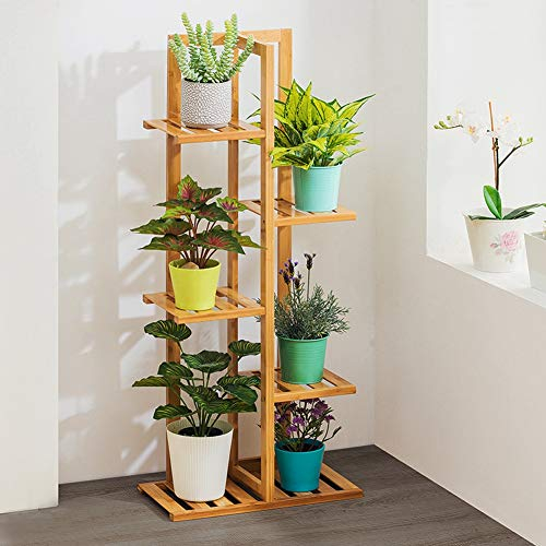 Ejoyous Scaffale portafiori in bambù 5 ripiani, Scaffale Porta Piante porta fiori da interno fioriera a scala da esterno portafiori da esterno balcone Scaffale per Decorazioni Floreali per Piante