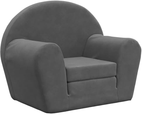 vidaXL Canapé-Lit pour Enfants, Mini-canapé avec Housse Amovible, Canapé pour Tout-Petits, Meuble de Chambre d'enfant, Anthracite Peluche Douce