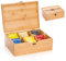 Lyellfe Tea Organizer Box, Bamboo Tea Bag Holder with Lid, Multi-purpose 6-Compartment Coffee Condiment Holder Storage Caddy for Home, Office, Café