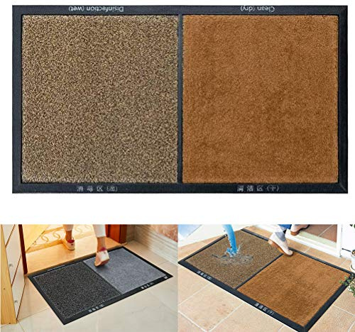 Alfombrilla desinfectante, alfombrilla para puerta de entrada, súper absorbente, alfombrilla para puerta de entrada de casa, alfombrilla de separación seca y húmeda, para el (marrón)