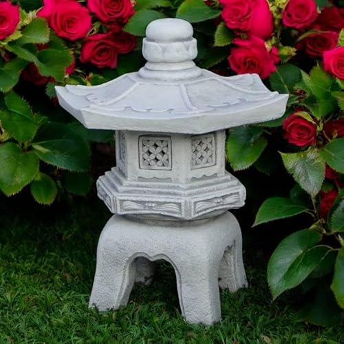 Stone Pagoda Figurine Yard Lantern Statue Concrete Pagoda Japanese Lantern Decoration Three Piece Pagoda Lawn Ornament