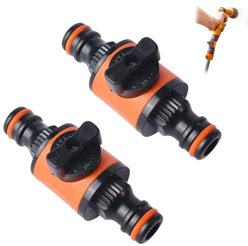 2 pcs Quick Release in Line Shut Off Valve,Garden Hose Pipe in Line Tap Shut Off Valve Fitting Connect Adaptor Tool Gadget