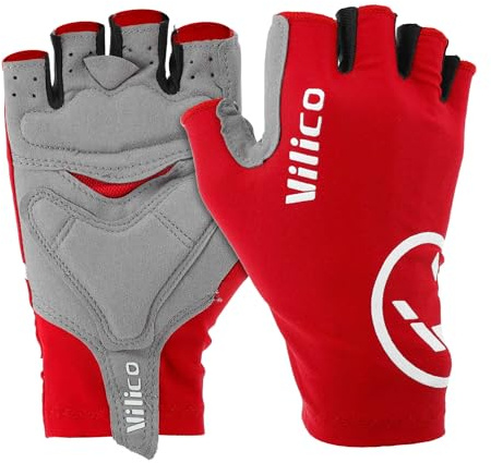 Gyrodymix Guanti Da Ciclismo Con Imbottitura Traspiranti Per Uomo E Donna Guanti Senza Dita Per Mountain Bike Taglia L Spandex Rosso 1 Paio