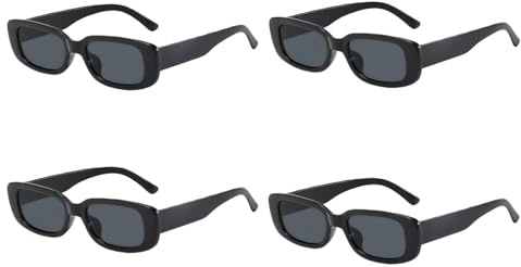 NUDVMUCH Occhiali da sole donna uomo – 4 pezzi occhiali da sole vintage neri, protezione solare UV400 e protezione UV, sunglasses per donne, uomini, bambini, feste, servizi fotografici (nero)