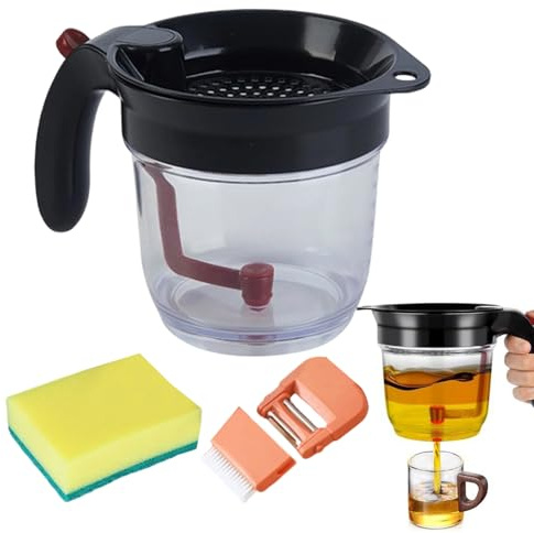 Sauce Grease Separator - Clear Measuring Jug, Oil and Fat Separator, Multipurpose Kitchen Gadget, Ergonomic Pourer, Smart Cooking Solution, Low T Cooking Solution