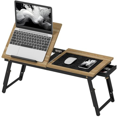 HOMCOM laptopbord höjdjusterbart sängbord 83,5 x 33 x 23,5–34 cm ek