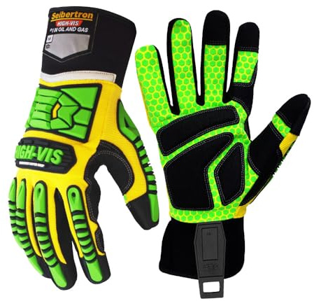 Seibertron HIGH-VIS SDXG2 Dexterity Super Grip GEL Oil & Gas Anti-Vibration Impact Protection Safety Gloves CE EN388 4131 XL