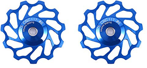 Puleggia Posteriore Deragliatore in Alluminio Ruota Guida Posteriore per Bicicletta Puleggia per Bici da Strada (11T-Blu)