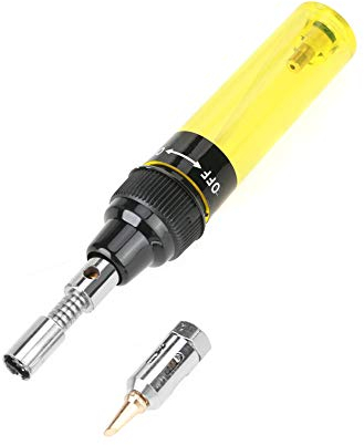 Soldador de Gas Hierro para Soldar a Gas Butano sin Cable Gas Doplete Antorcha Soldador de Hierro Pistola de Soldadura Herramienta 1300 ℃ (Amarillo)