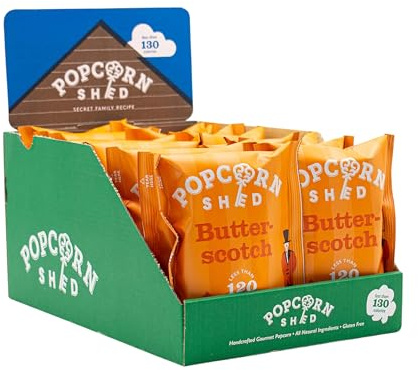 Popcorn Shed Butterscotch Gourmet Popcorn (16 x 24g) - Vegan Salted Butterscotch Caramel, Easy & Low Calorie Snack, Perfect for Parties, Movie Nights & Gifting