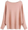 Pull ample à épaules dénudées et manches chauve-souris pour femme, rose, Taille unique