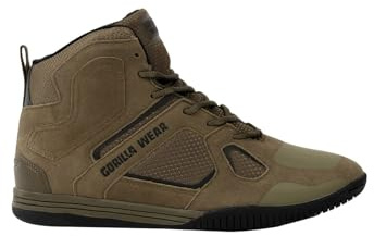 Gorilla Wear Scarpe da Bodybuilding Troy High Tops – Nero/Rosso – Sport Tempo Libero – Allenamento Quotidiano – Lacci con Logo Comodi Extra Forti per Uomo, Verde, 46 EU