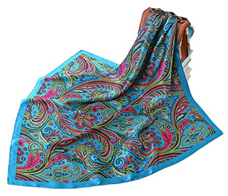 FAIRYGATE Silk Bandana Women Scarf Neck Head Hair Square Scarves Neckerchief Headwear Fashion Multifunctional Cashew Bandanas 74007