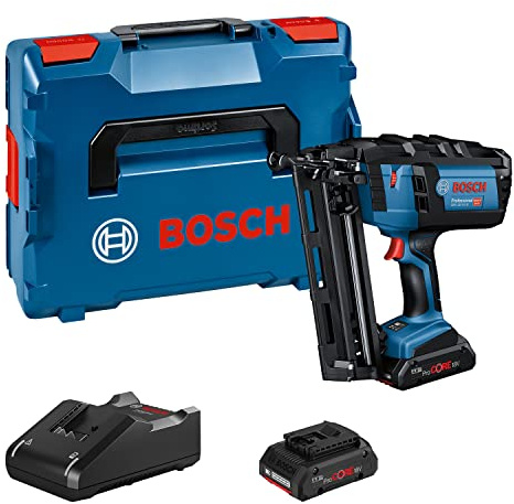 Bosch Professional 18V System Cordless Nailer GNH 18V-64 M (max. Nail Dia. 1.6 mm, Nail Length 64 mm, incl. 2X ProCORE18V 4.0Ah Batteries, GAL 18V-40 Charger, L-BOXX 136)