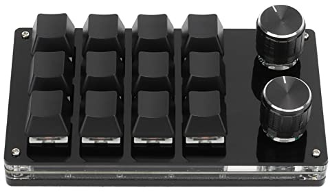 One Handed Macro Mechanical Keyboard, Portable Multifunctional One Handed Mechanical Gaming Keypad with 12 Fully Programmable Keys & Knob, for , for Linux, for Vista, for OS X(Black)