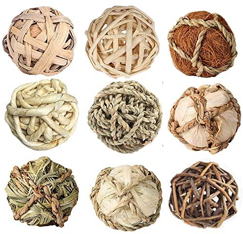 9 Stück Kaubälle, Hasen Kauspielzeug,Hamster Spielzeug, Kleintiere Kauspielzeug für Kleintiere Hamster Kaninchen Meerschweinchen Chinchilla Rennmäuse(8cm)