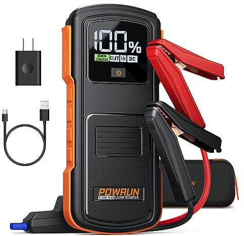 Powrun P-ONE MAX Jump Box, 4000A Portable Car Battery Jump Starter for Gas or Diesel Engines up to 10.0L, 12V with Carrying Case (Black & Orange)