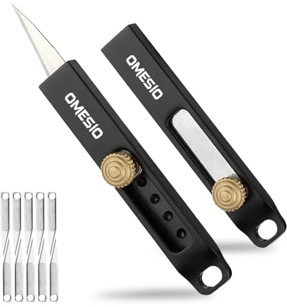 Omesio 2PCS Schlüsselanhänger Messer, kompaktes Aluminium Mini Taschenmesser mit 10 extra Klingen, EDC Everyday Office Stationery Teppichmesser, Umschlagschneider (Schwarz)