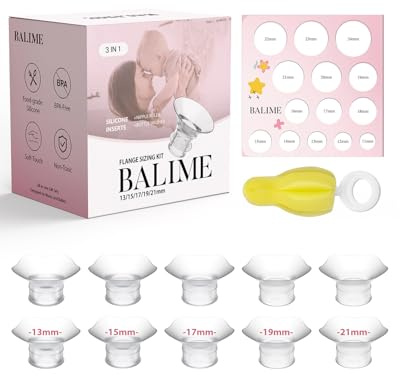 BALIME Inserti per flange 10PCS 13/15/17/19/21mm per flange/schermi da 24mm di tutti i tiralatte, scheda di misurazione capezzoli, compatibile con Elvie Momcozy Spectra Jheppbay Bellababy