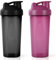 AOGOE Protein Shaker, 600ml Eiweiß Shaker, proteinshaker mit Messskala & Kugel - BPA Frei, auslaufsicher, Langlebiger, Geruchsneutraler Shake Becher,Shaker für cremige Whey Proteinpulver（Schwarz+Lila）