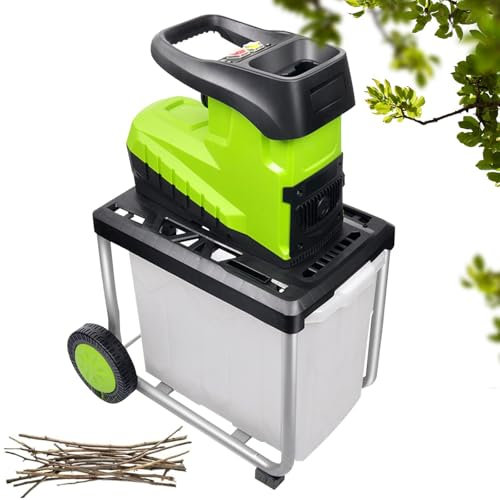 Déchiqueteuse électrique de Jardin 60L, 2800w Déchiqueteuse de Bois pour Le Jardin, 5000rpm Déchiqueteuse de Jardin à Usage intensif Diamètre de Coupe Maximum 4.5cm, pour Le Nettoyage de la Cour