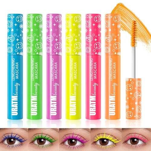 Mascara colorato, 6 colori, impermeabile, volumizzante e curling mascara, lunga durata, allungamento degli occhi, per Natale, Halloween, feste, matrimoni