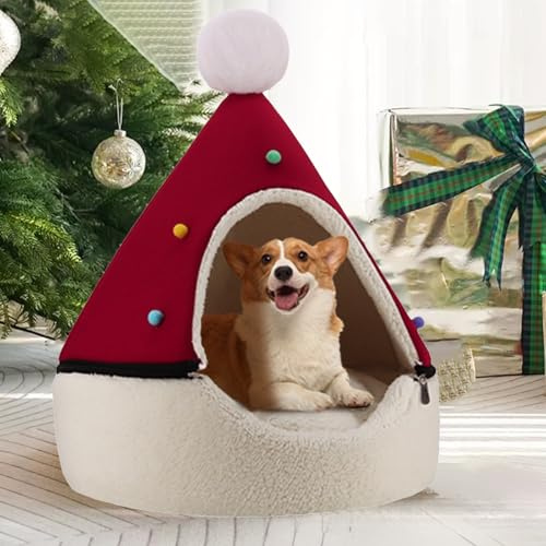 Christmas Tree Cat Beds For Indoor Cats, Cat Tent House Self-Warming, Christmas Tree Dog Cave Pet Bed Suitable For Cats And Small Dogs, Removable Comfortable Pet Teepee Xmas Dog Cave