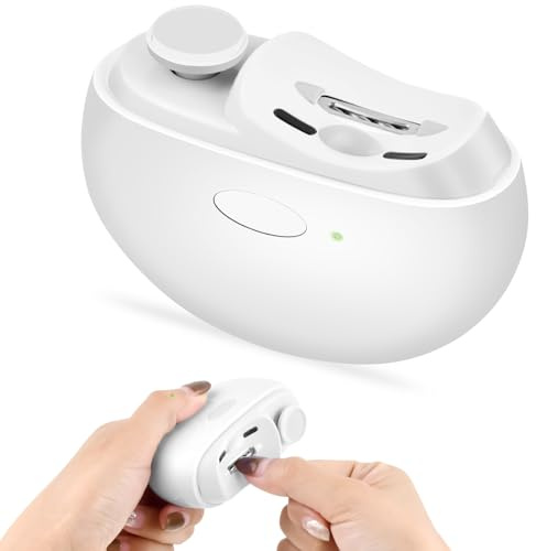 Focenat Coupe Ongle Electrique, Coupe-Ongles Automatique avec Polissage et Rangement, Lumière LED, Rechargeable USB, Portable Lime a Ongle Électrique pour Bébés, Adultes, Personnes Âgées