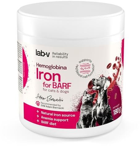 Lab-v BARF Emoglobina - Polvere di emoglobina pura al 100%, per cani e gatti, mangime individuale, 180 g