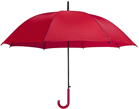 eBuyGB Automatic Opening Plastic Crook Curved Handle Wedding Umbrella Coloured Rainproof for Men, Women, Kids, Unisex, Bridal Brolly - Red 41.5 Inch / 105cm Span 82cm Length