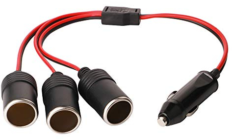 GTIWUNG 1 à 3 Allume-Cigare Câble D'extension, Voiture Allume Cigare Socket Mâle vers Femelle, DC 12V 24V Adaptateur Répartiteur 1 à 3 Splitter avec lumières LED Prise Mâle avec Fusible