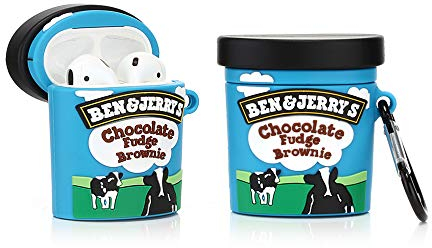 Derhom Coque en Silicone pour Airpods Apple 1 et 2 [Dessert Food Series] Cadeau pour Filles Garçons ou Couple (Benjerry)