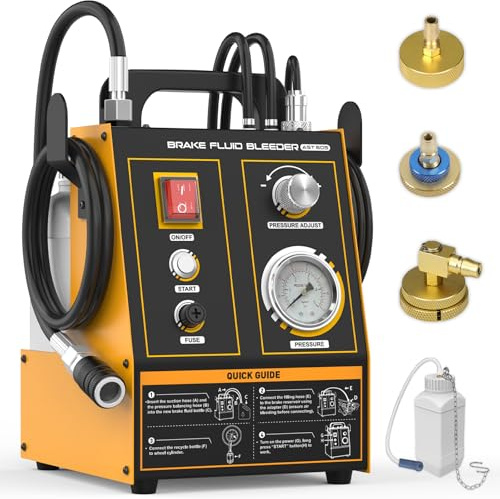 OURANTOOLS Dispositivo di Spurgo Freni - AST605 220V Strumenti Automobilistici di Spurgo del Sistema Frenante con 3 Adattatori per Veicoli