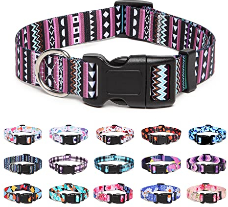 Suredoo Hundehalsband Verstellbares, Weich & Komfort Nylon Hunde Halsband für Kleine Mittlere Große Hunde Welpen Katzen (M, Lila)