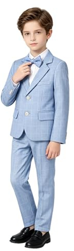 LOLANTA 3 Pezzi Paggetto Bambino Matrimonio,Completo Elegante Ragazzo Cerimonia(Blu,9-10 Anni,Tag 140)