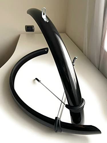 Generico PARAFANGO PARAFANGHI Anteriore E Posteriore MTB Mountainbike Nero 26 Resistente Completo di ASTE E Viti