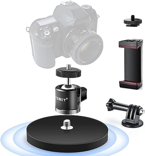 UTEBIT Supporto Magnetico Per Telecamera, 88mm Base Magnetica con Testa a Sfera Treppiede, Adattatore Action Cam e Supporto Telefono, Supporto Magnetico Vite 1/4 per Gopro, Webcam, DSLR, Fotocamera